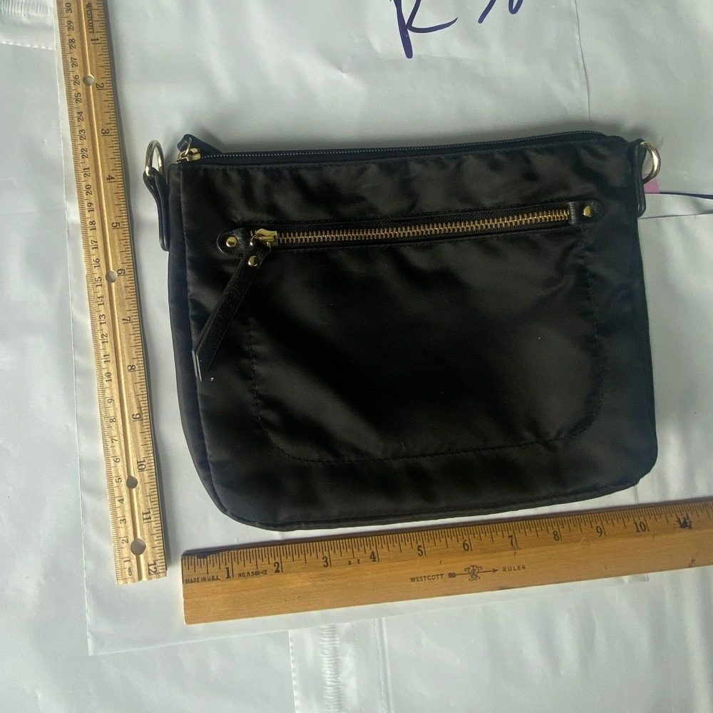 Black Nylon Clutch Purse with Gold Zipper and Chain Strap